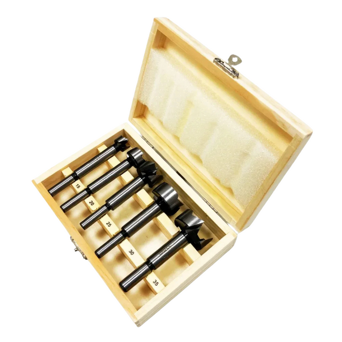 Toolzone 5pc Forstner Bit Set in Wooden Case (15 - 35mm)