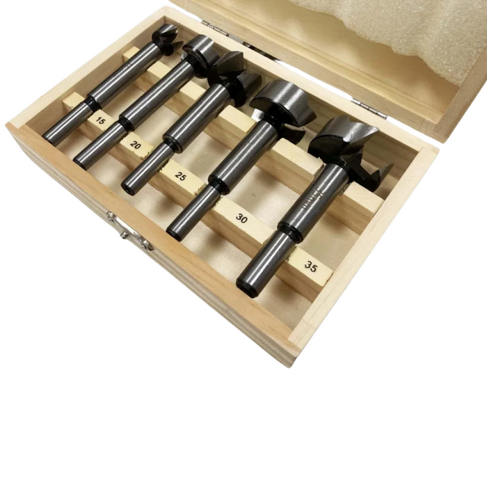 Toolzone 5pc Forstner Bit Set in Wooden Case (15 - 35mm)