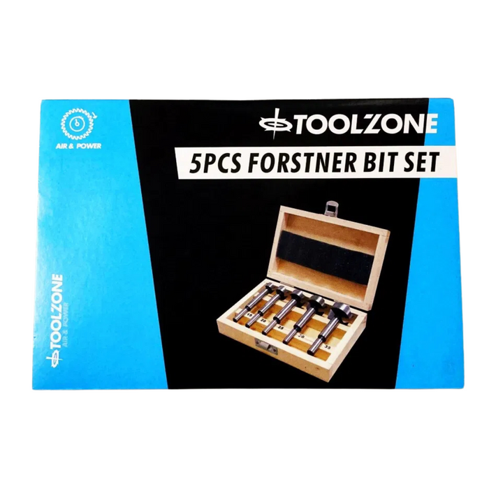 Toolzone 5pc Forstner Bit Set in Wooden Case (15 - 35mm)