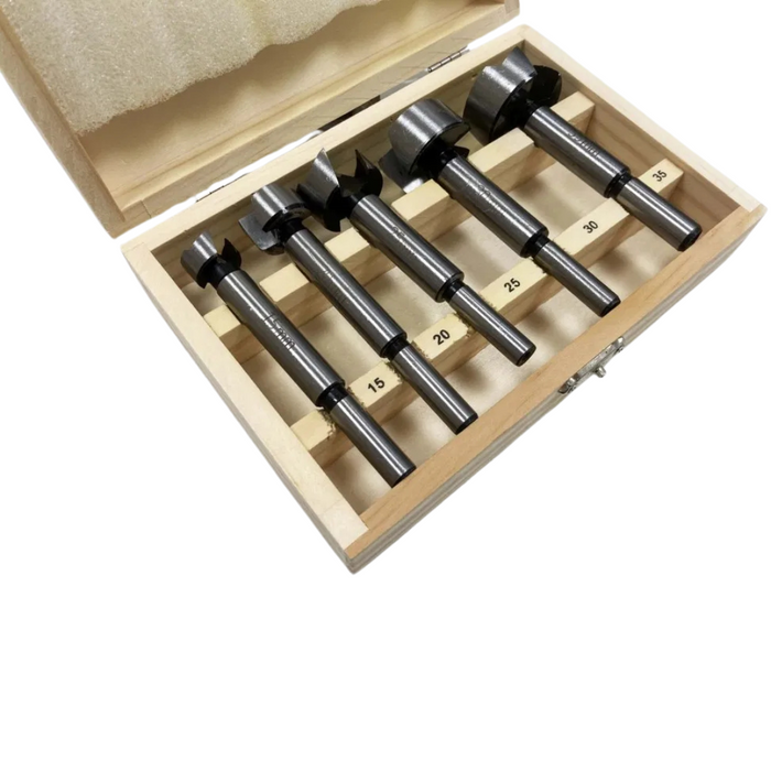 Toolzone 5pc Forstner Bit Set in Wooden Case (15 - 35mm)