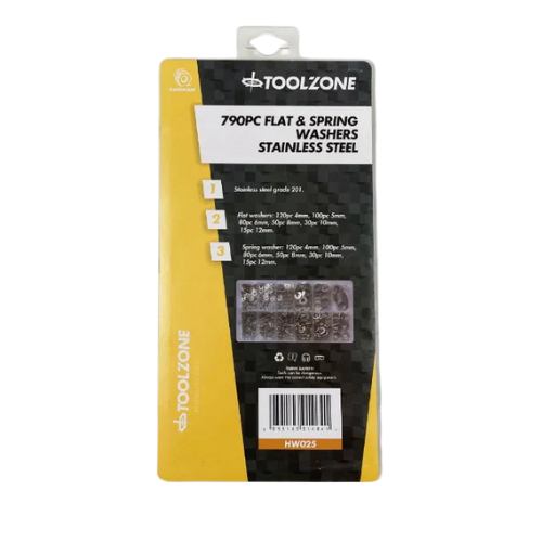790pc Stainless Steel Flat & Spring Washers (4 - 12mm)