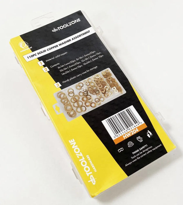 Toolzone 110pc Copper Washers Set (6 - 16mm)