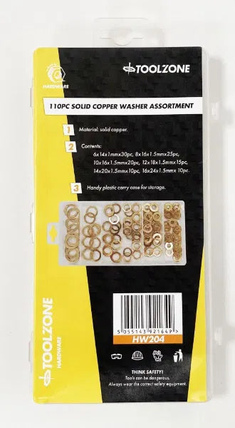 Toolzone 110pc Copper Washers Set (6 - 16mm)