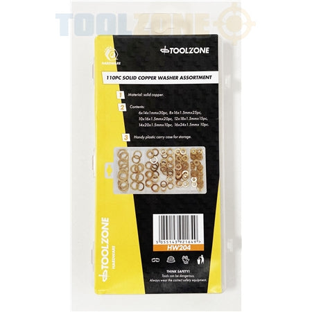 Toolzone 140pc Solid Copper Washers Set (6 - 24mm)