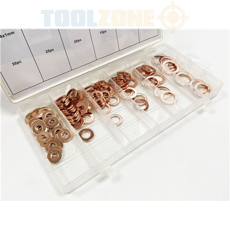 Toolzone 140pc Solid Copper Washers Set (6 - 24mm)