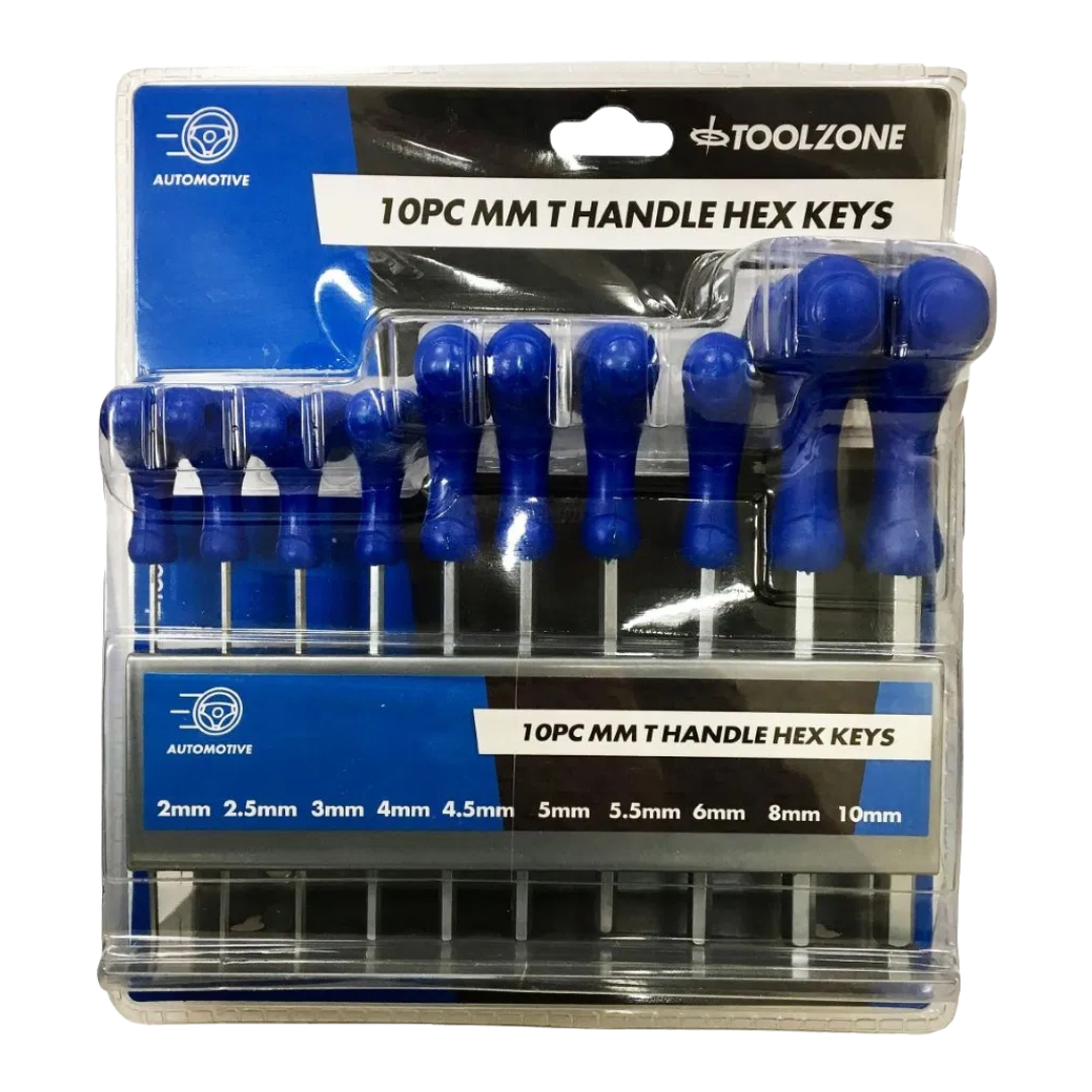 Toolzone 10pc T Handle Hex Keys (Metric) — Mallow Tools