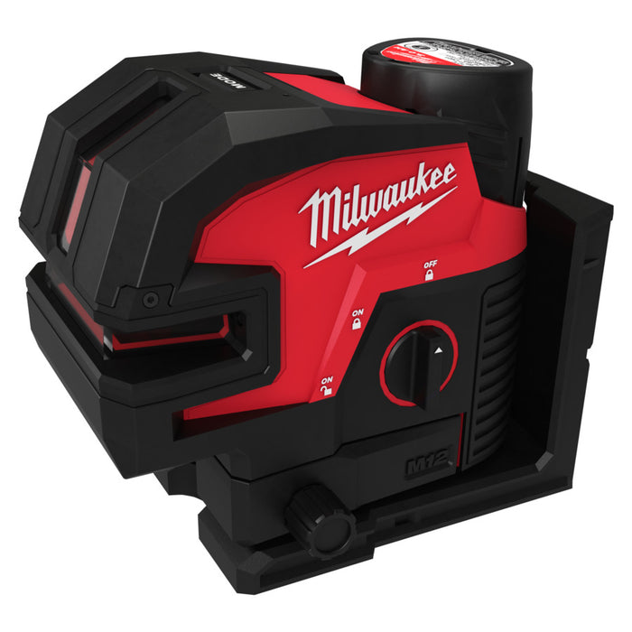 Milwaukee M12CLL4P-301C M12 Cross Line with 4 Points Laser, 1x Track Clip, 1x Target Plate (1x3Ah)
