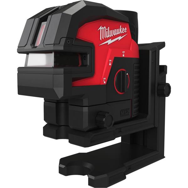 Milwaukee M12CLL4P-301C M12 Cross Line with 4 Points Laser, 1x Track Clip, 1x Target Plate (1x3Ah)