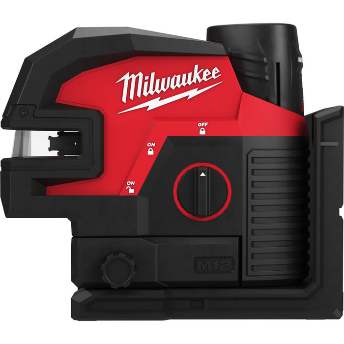 Milwaukee M12CLL4P-301C M12 Cross Line with 4 Points Laser, 1x Track Clip, 1x Target Plate (1x3Ah)