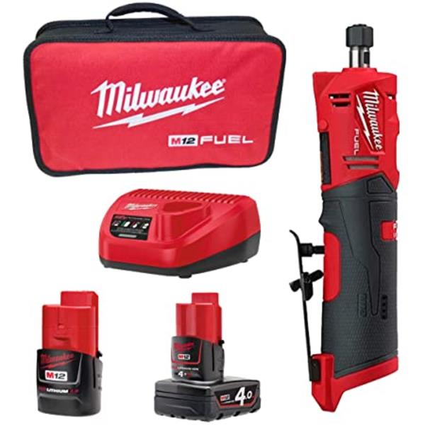 milwaukee die grinder, two batteries, charger and case 