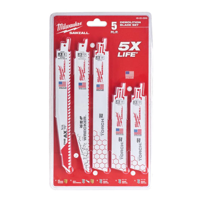 Milwaukee 49222205 5 Piece Demolition Sawzall Blade Set