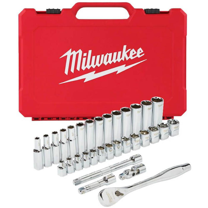 Milwaukee 3/8'' Drive 32Pc Ratchet & Socket Set - Metric