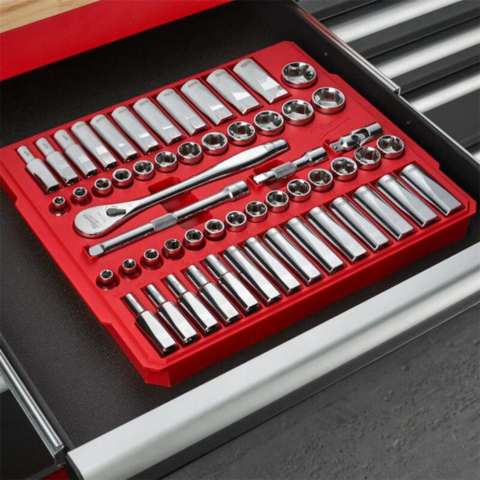 Milwaukee 3/8'' Drive 56Pc Ratchet & Socket Set - Metric & Imperial