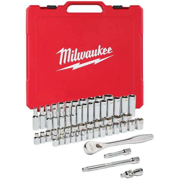 Milwaukee 3/8'' Drive 56Pc Ratchet & Socket Set - Metric & Imperial