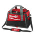 Red and black Milwaukee tool bag with shoulder strap on a white background