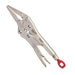 Locking pliers with a red handle on a white background