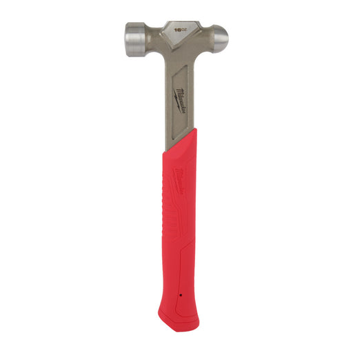 Hammer with a red handle on a white background