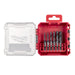 Milwaukee drill bit set in a red and clear plastic case on a white background
