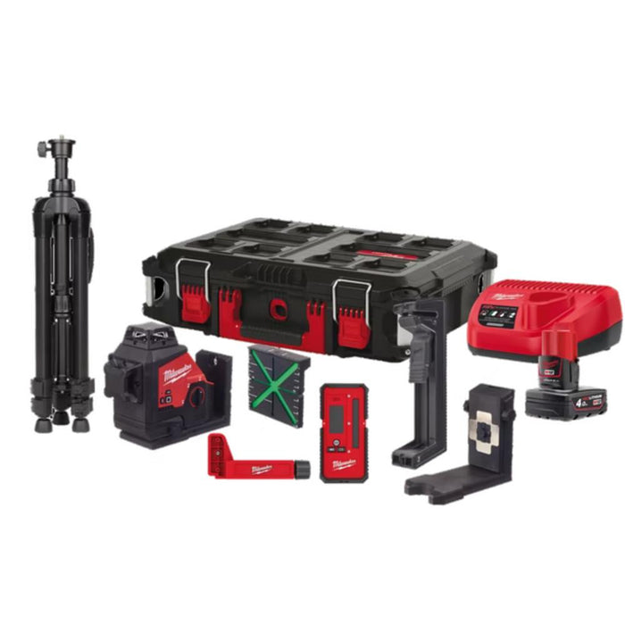 Milwaukee M123PLKIT-401P Green 360° 3 Plane Laser Accessories Kit