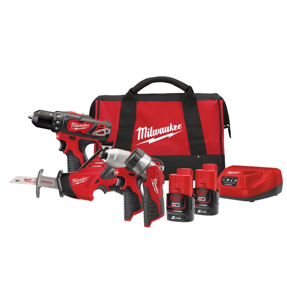Milwaukee M12BPP4A-202B 4pc Sub Compact Power Pack (2x2Ah) — Mallow Tools