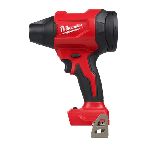 Red and black Milwaukee cordless blower on a white background