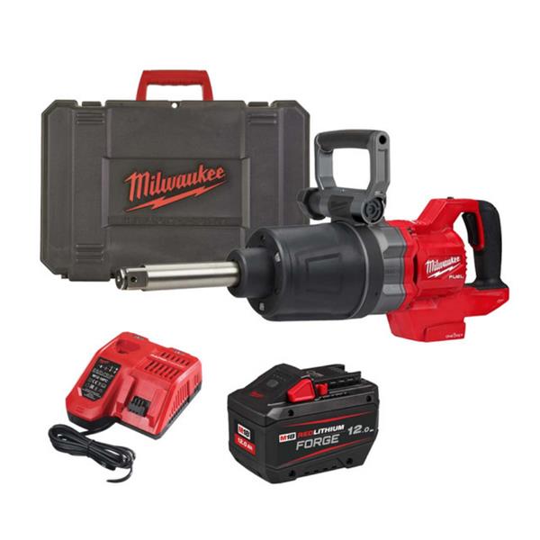 Milwaukee 1" d handle impact wrench with case, charger and 12ah battery 