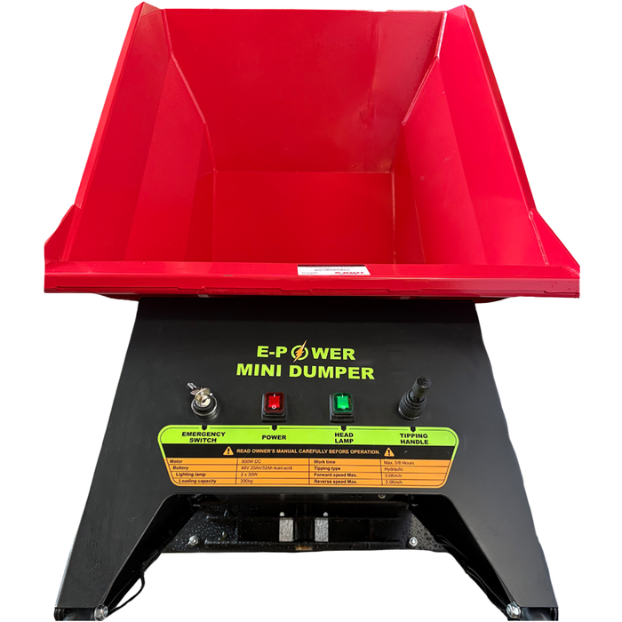 E Power 48v 800w Mini Dumper 110L Bucket (Capacity: 300Kg)
