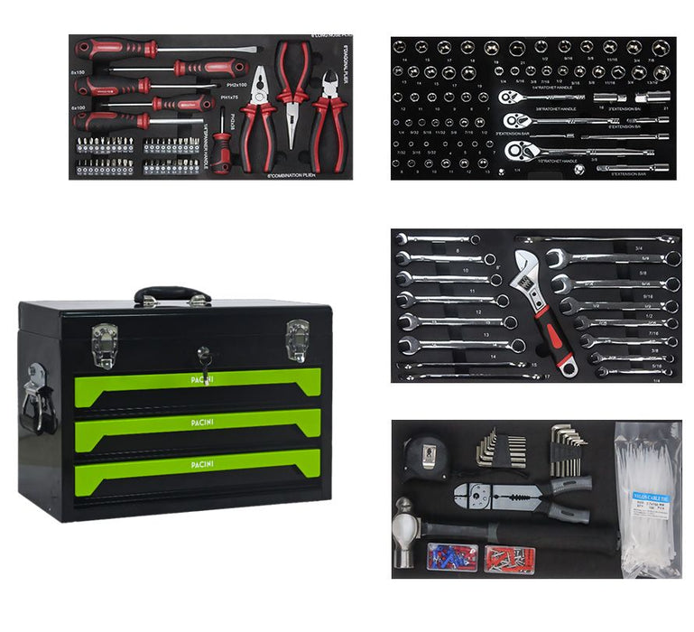 Pacini 3 Drawer Tool Chest with Full Tool Set