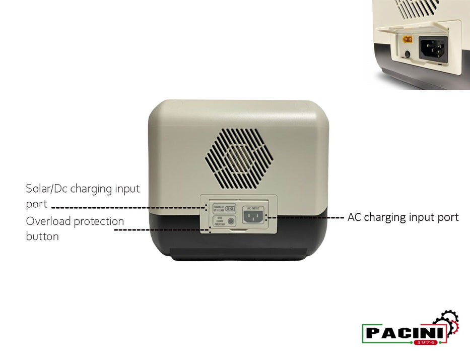 Pacini Portable Power Station Capacity 512Wh, 2 Outlets (700w)