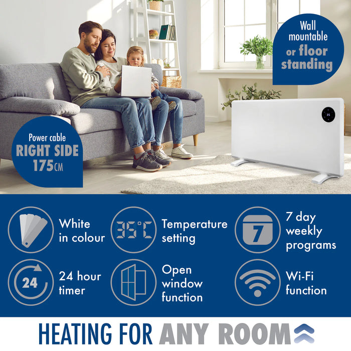Purus Eco 2000w WIFI Electric Radiator Panel Room Heater Wall Mounted