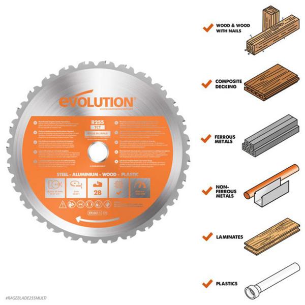 Evolution R255TCT-28MS 255mm Multi-Material 28T Blade