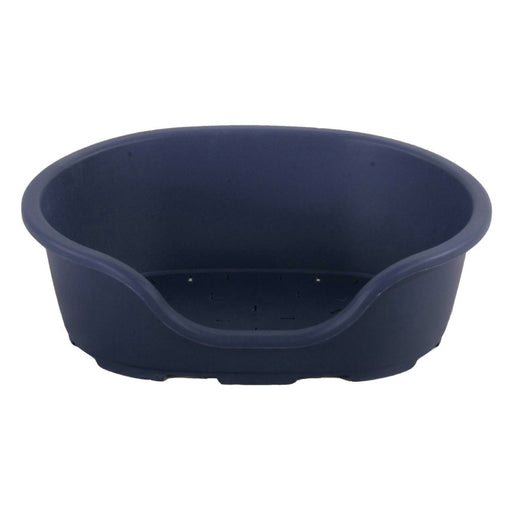 Navy blue plastic basin on a white background