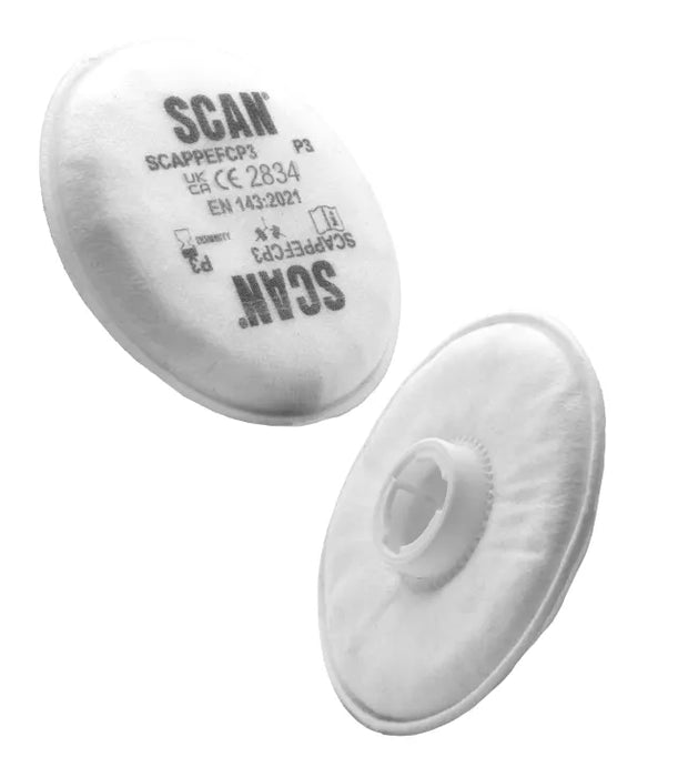 Two white filters with 'SCAN' branding on a white background