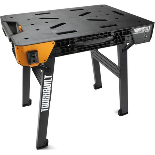 Portable workbench with adjustable height on a white background