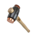 A black cast iron mallet sledge hammer with a light natural wood handle and copper-colored steel bolsters, shown on a plain white background.