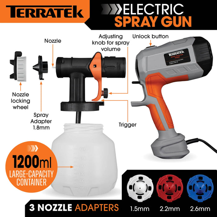 Terratek TPS600 Paint Sprayer 600w DIY Electric Spray Gun