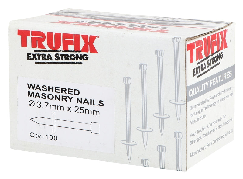 Trufix 3.7 x 35mm Washered Masonry Nail (100pc)