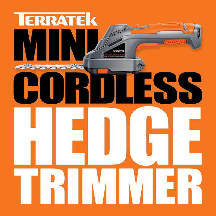Terratek Cordless Hedge Trimmer | 7.2V 2-in-1 Battery Hedge Cutter