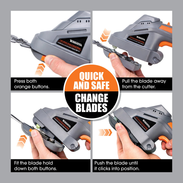 Terratek Cordless Hedge Trimmer | 7.2V 2-in-1 Battery Hedge Cutter