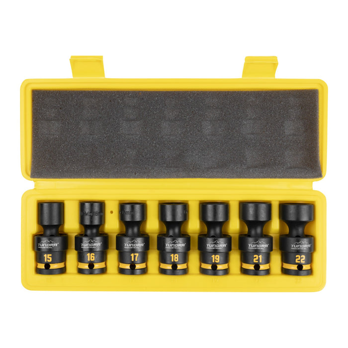 Tundra 7pc 1/2'' Drive Swivel Impact Socket Set (15 - 22mm)