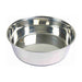A shiny stainless steel bowl with a reflective metallic finish, photographed on a plain white background.