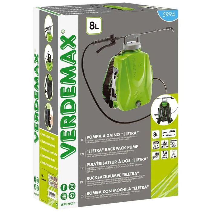 Verdemax Futura 8L Battery Powered Knapsack Sprayer (12V 2.5Ah Battery)