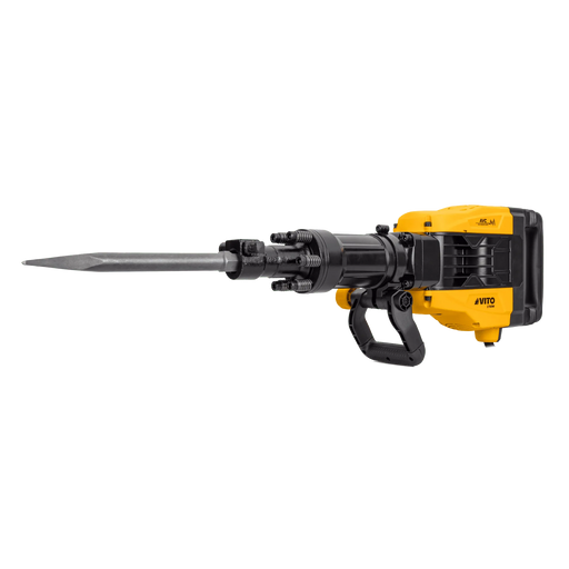 Yellow and black demolition hammer on a white background