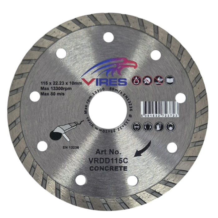 Vires Diamond Cutting Disc Turbo 115mm 22.2mm Bore