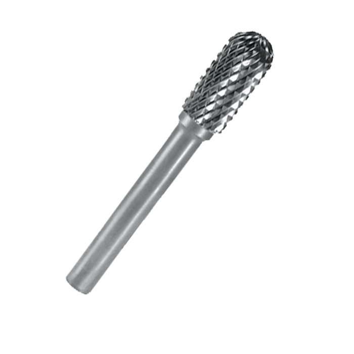 A metallic rotary burr bit with a solid cylindrical shank and a multi-toothed cutting head, shown on a plain white background.