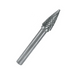 A metallic rotary burr bit with a fluted cutting head and a straight shank, shown on a plain white background.