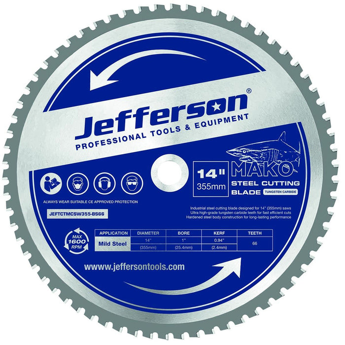 Jefferson 355mm TCT Metal Metal Cut Off Saw Blade (66 Teeth)