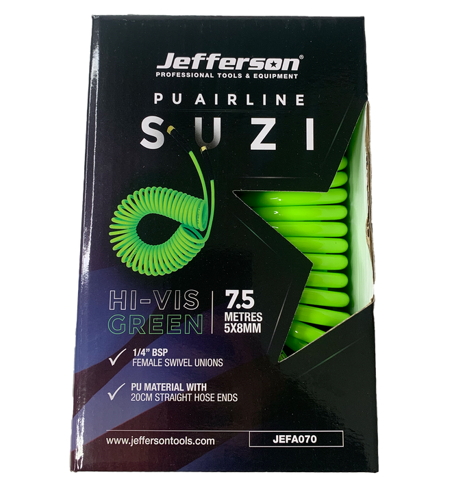 Jefferson 7.5M Green Hi-Vis Suzi Airline (5mm Bore)