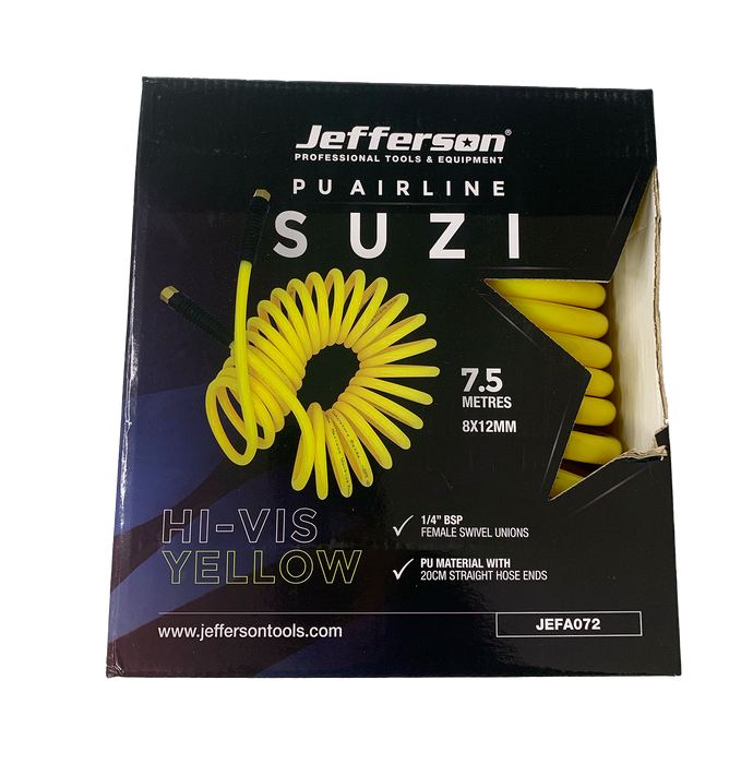 Jefferson 7.5M Yellow Heavy Duty Hi-Vis Suzi Airline (8mm Bore)