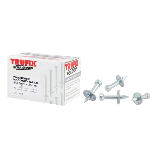 Trufix 3.7 x 75mm Washered Masonry Nail (100pc) — Mallow Tools